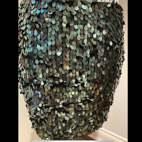 TOPSHOP iridescent green sequin skirt size 6 - Picture 2 of 2
